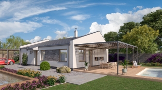 Moderner Bungalow für schmale Grundstücke.